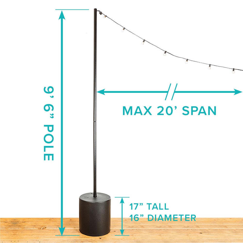 IYN Pole Stand w/Tank Base, 9-1/2' Height, Black Powder Coat